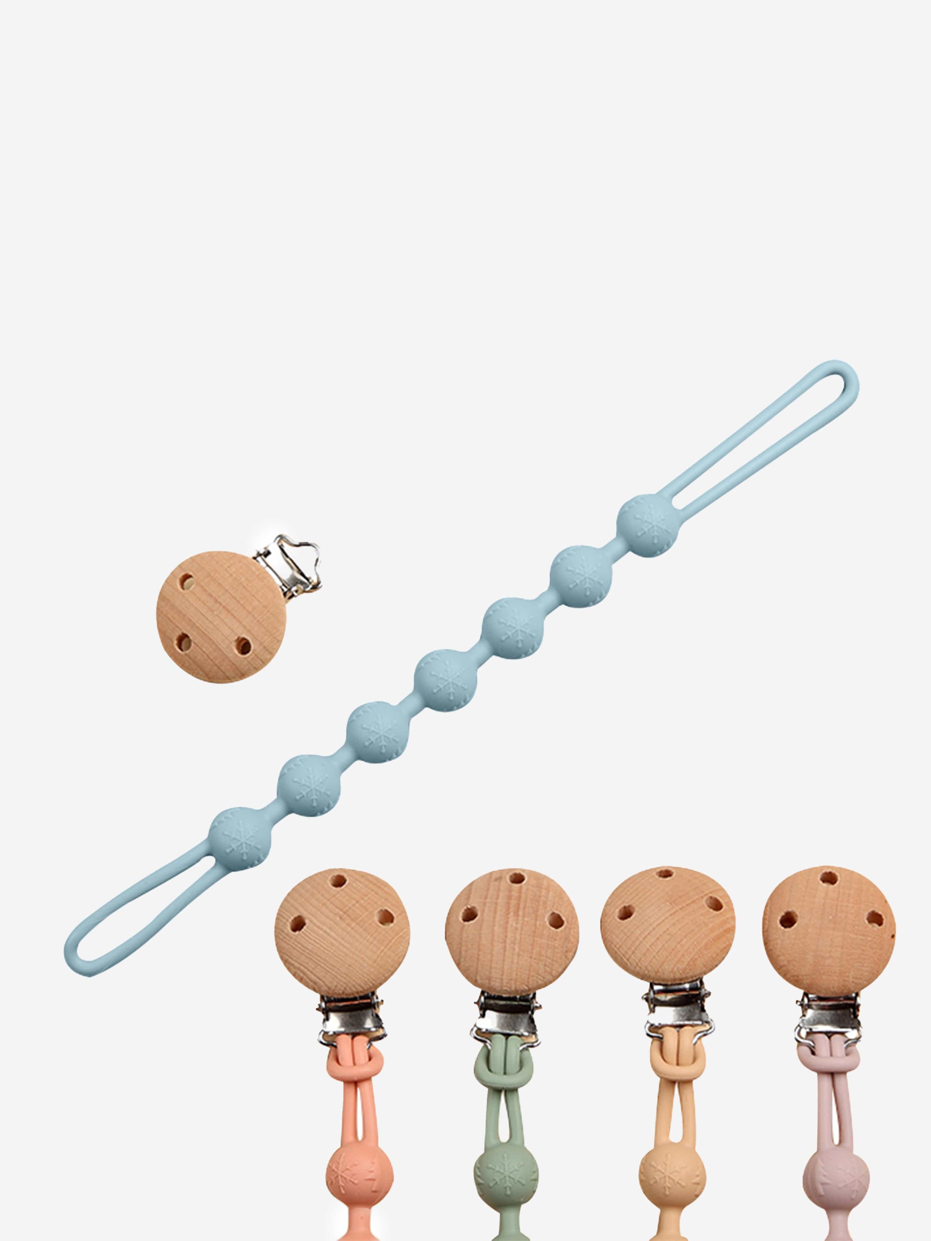 Bloom Bambini Baby Pacifier Clip and Teether – Organic Blue Silicone