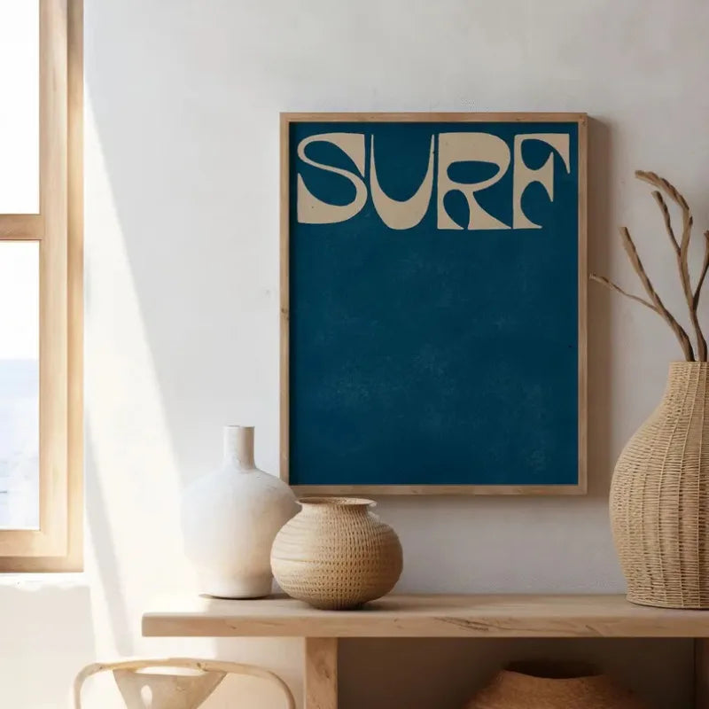 Boho Beach Surf Poster Set – Minimalist Coastal Wall Art Prints, Nordic Ocean Wave Collection | DArtano