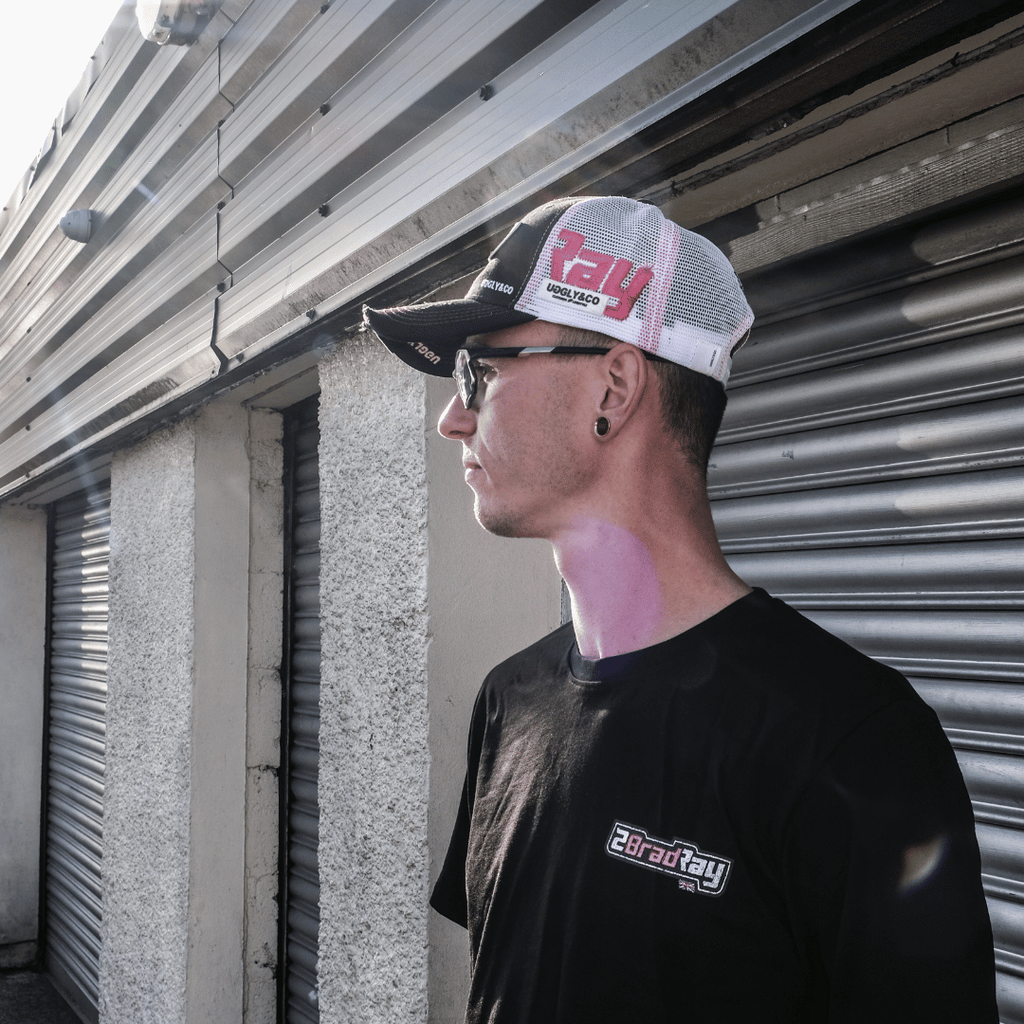 Uggly & Co Bradley Ray #28 Trucker Hat – Black with Pink & Purple
