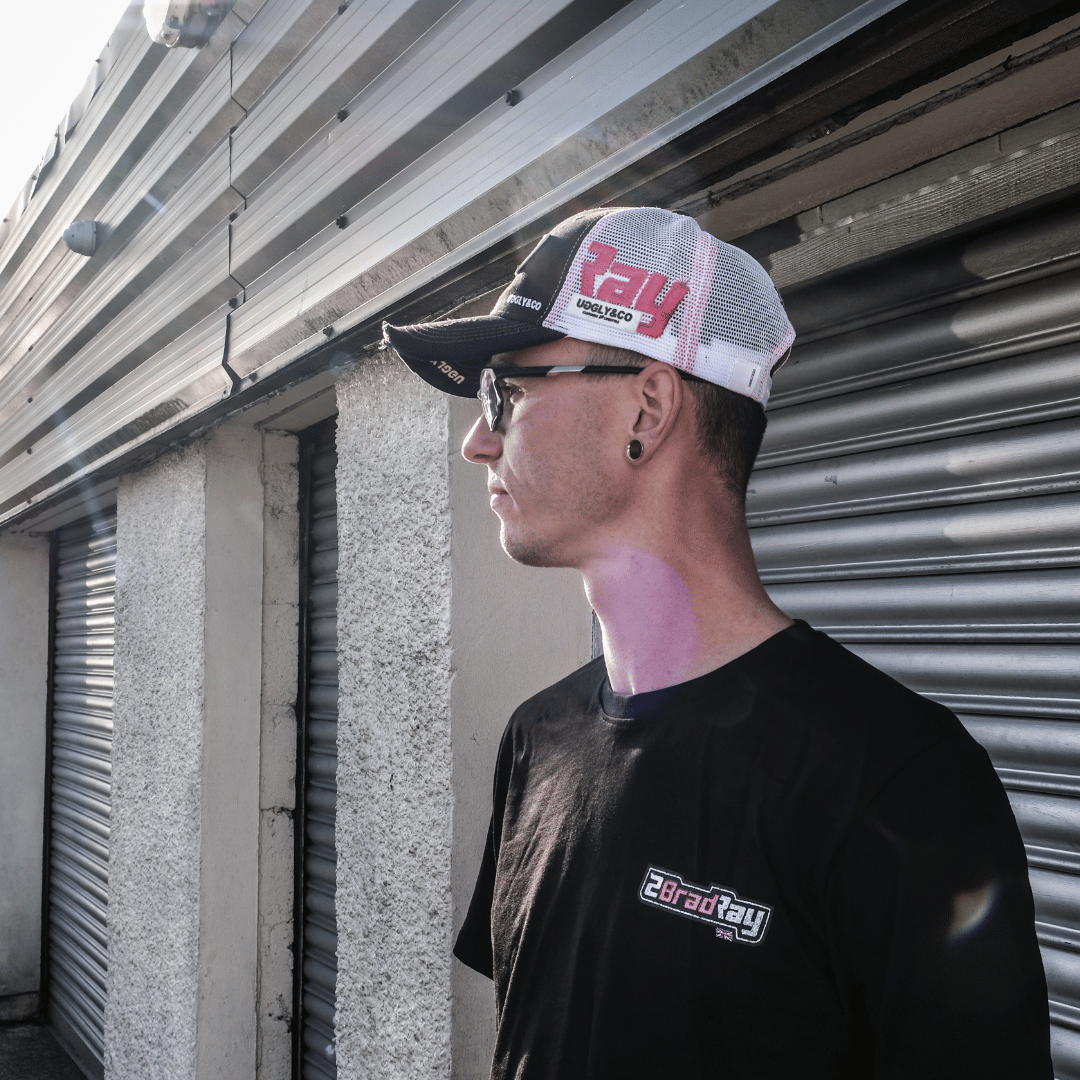 Uggly & Co Bradley Ray #28 Trucker Hat – Black with Pink & Purple