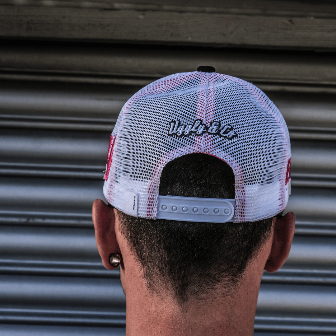 Uggly & Co Bradley Ray #28 Trucker Hat – Black with Pink & Purple
