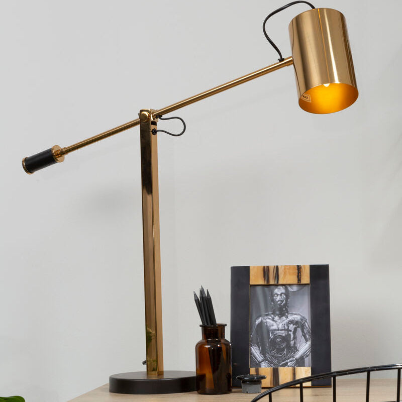 Orsina Mano Gold Table Lamp – Modern Metal Desk Lamp with Fabric Shade