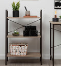 Orsina Bradbury 3-Tier Grey Oak Veneer Ladder Shelf Unit | Metal Frame