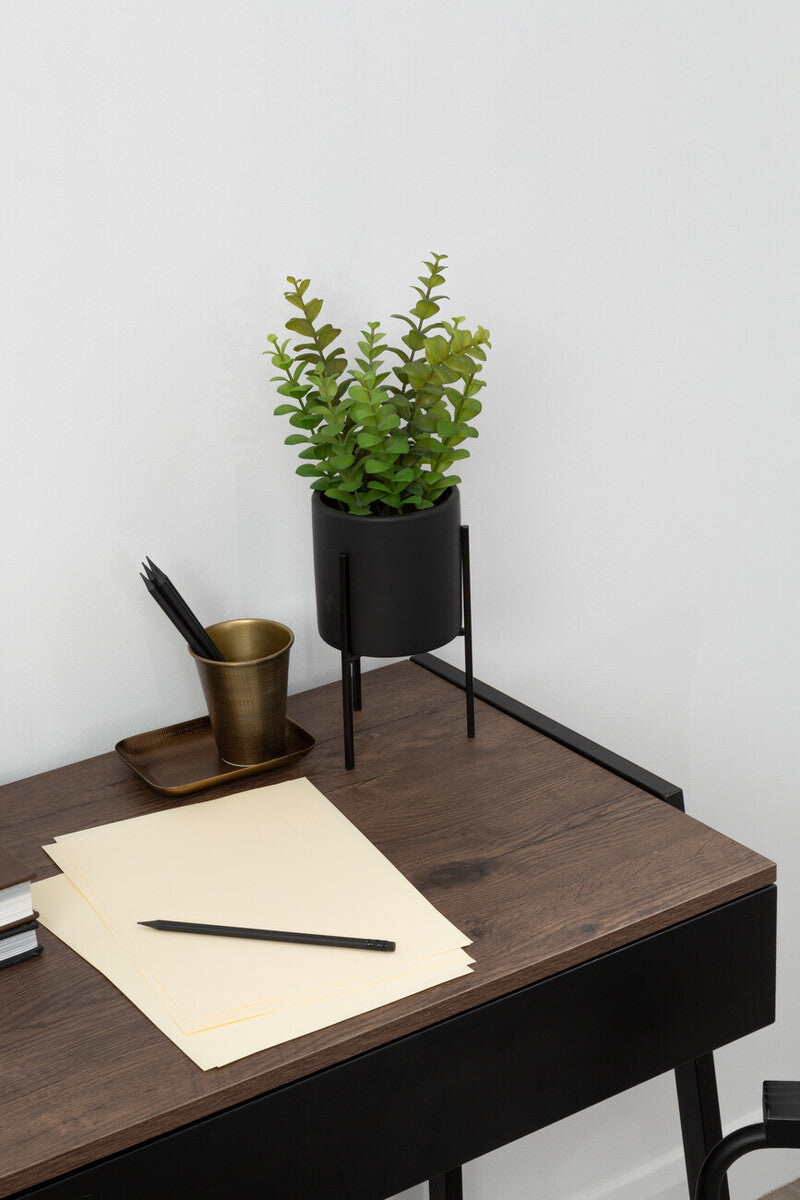 Orsina Fiori Artificial Thyme – Mid-Century Black Pot with Iron Stand