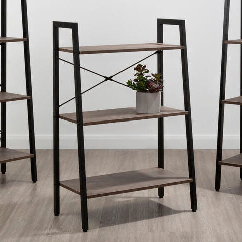 Orsina Bradbury 3-Tier Ladder Shelf – Dark Oak Veneer Storage Unit