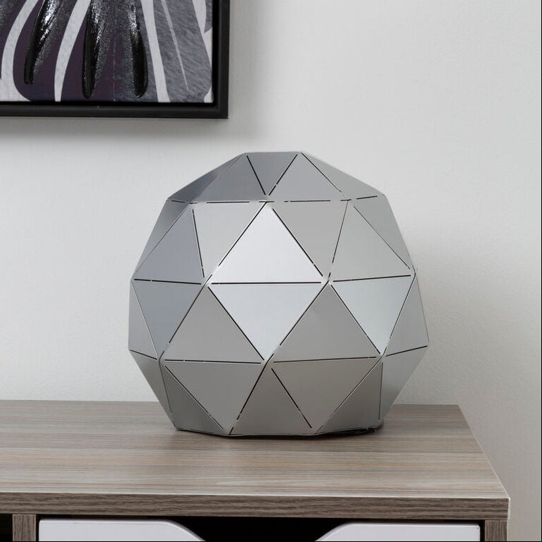 Orsina Mateo Silver Table Lamp – Modern Geometric Steel Desk Lamp