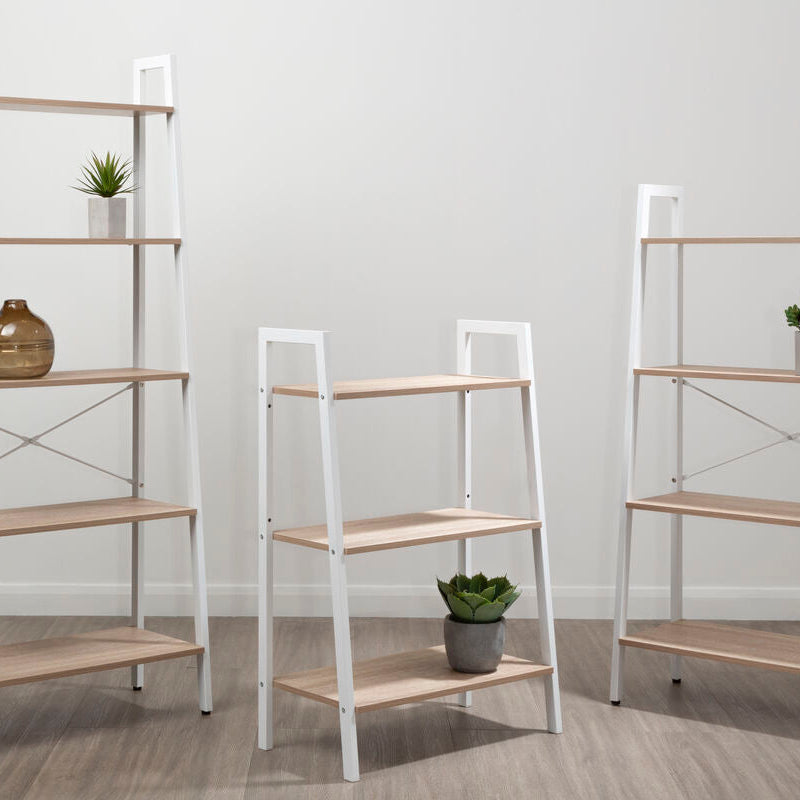 Orsina Bradbury 3-Tier Ladder Shelf – Natural Oak Veneer Unit