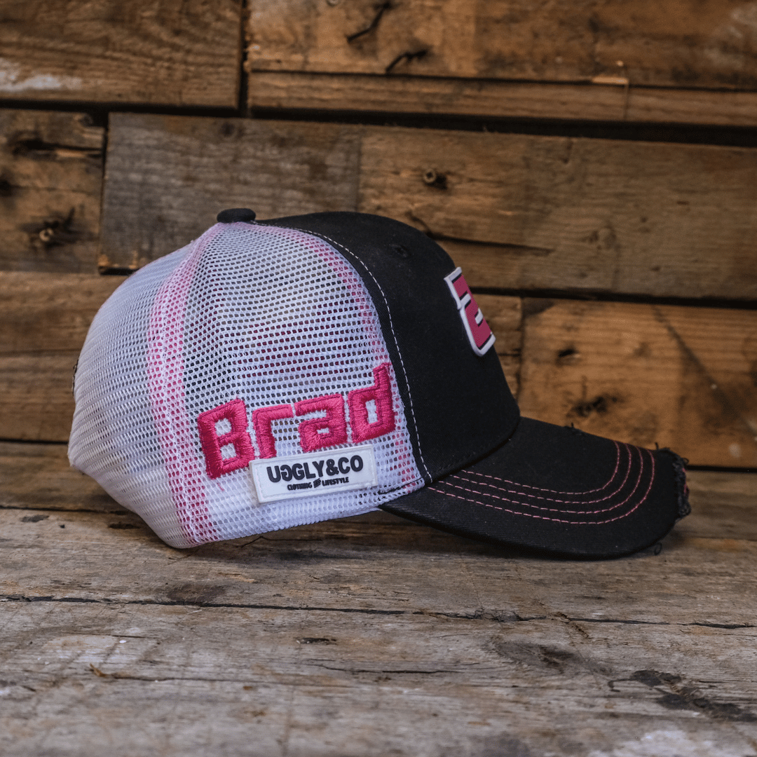 Uggly & Co Bradley Ray #28 Trucker Hat – Black with Pink & Purple