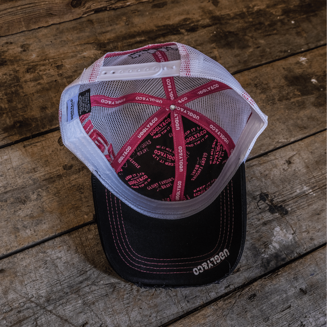 Uggly & Co Bradley Ray #28 Trucker Hat – Black with Pink & Purple