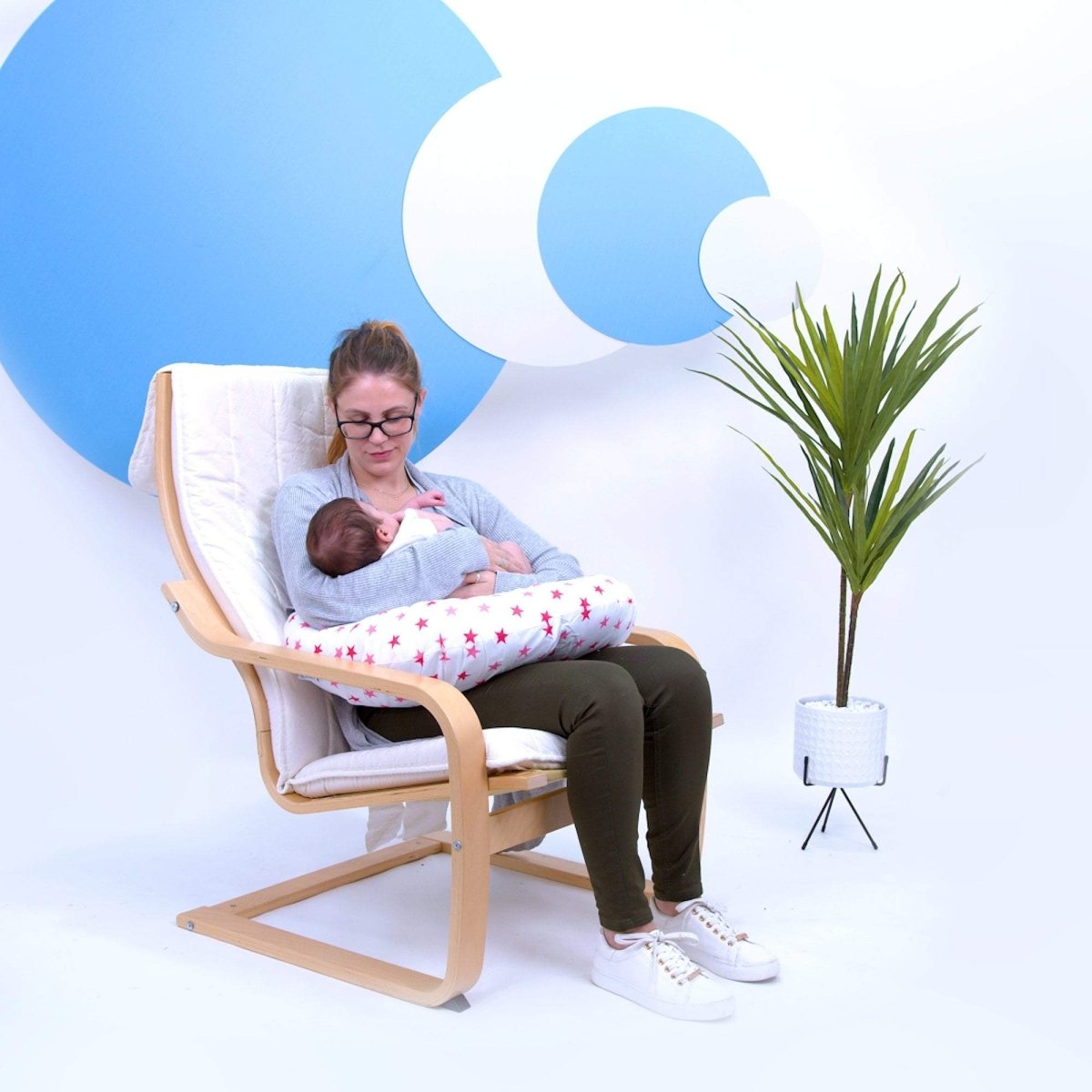 For Your Little One Nursing Pillow – Pink Little Star Cotton Support