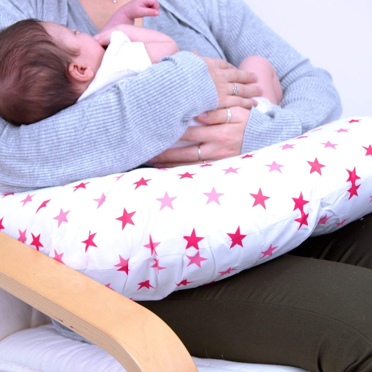 For Your Little One Nursing Pillow – Pink Little Star Cotton Support