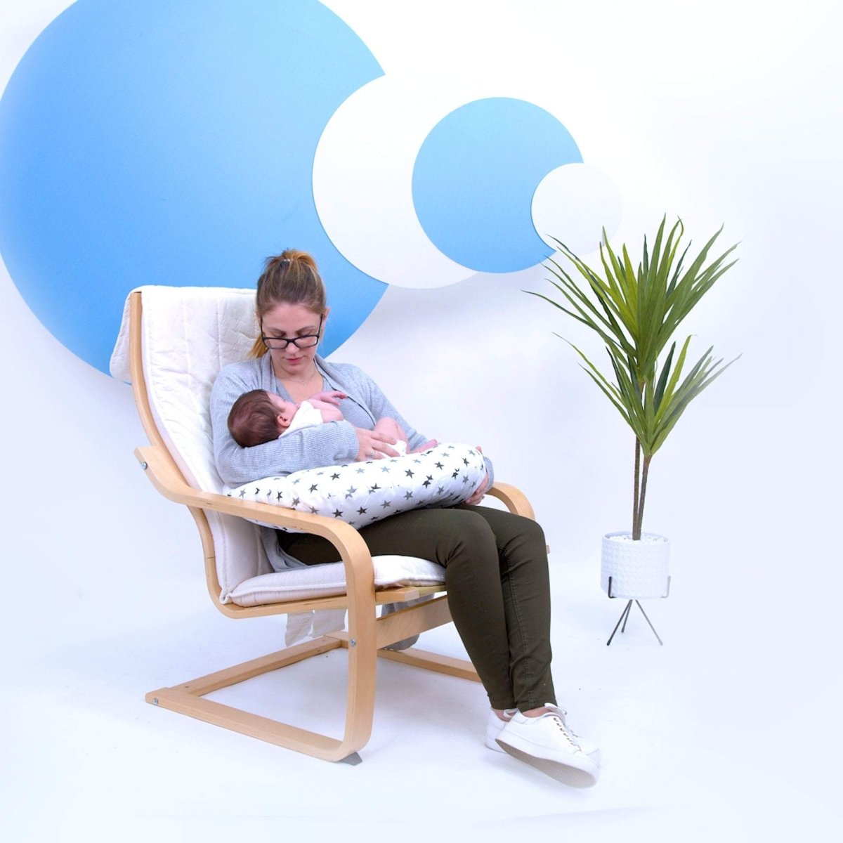 Breastfeeding Nursing Pillow – Silver Twinkle Cotton Support Cushion