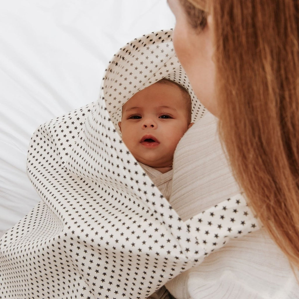 For Your Little One Breastfeeding Apron – 100% Cotton Grey Stars