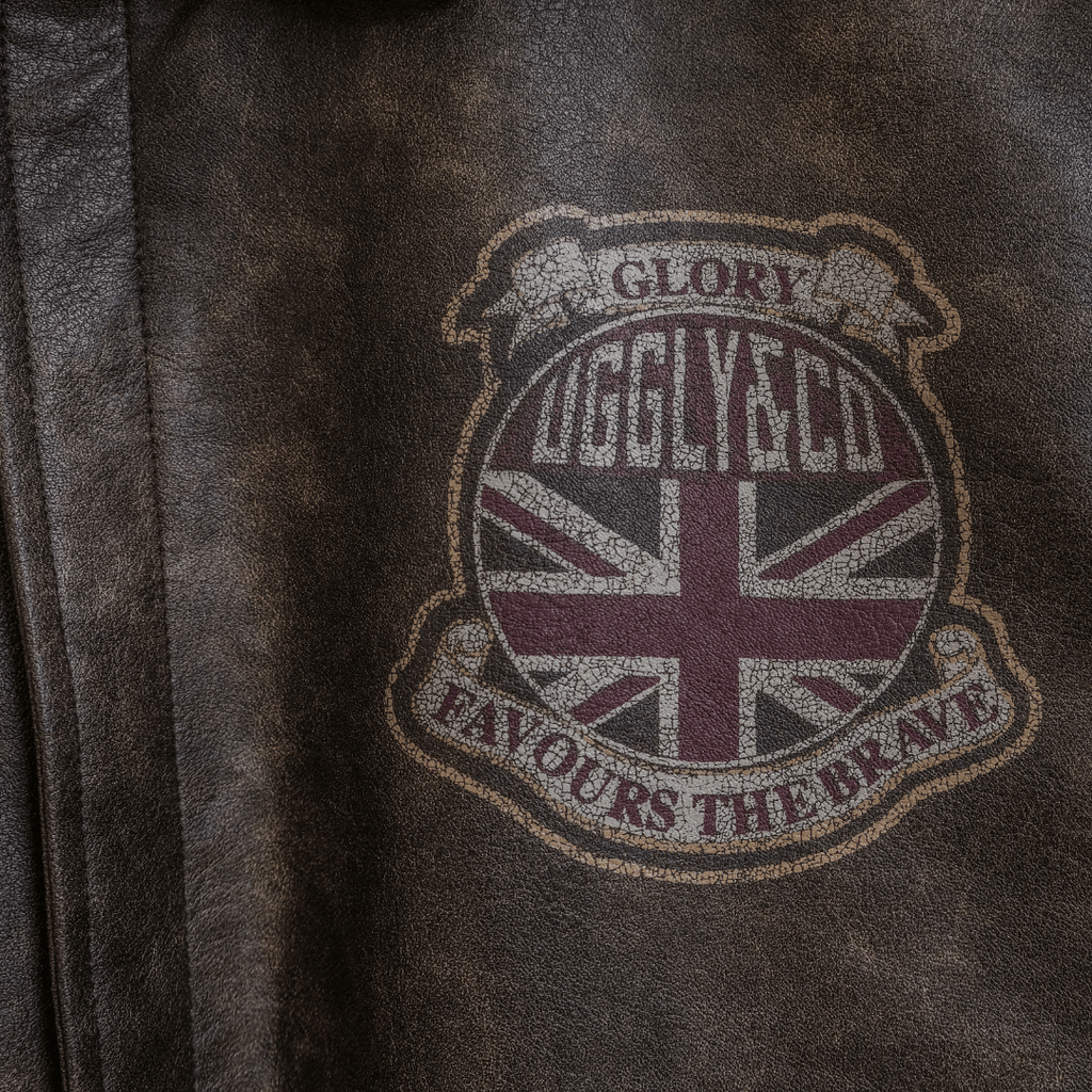 Uggly and Co Aviation Bomber Jacket – Distressed PU Leather Moto