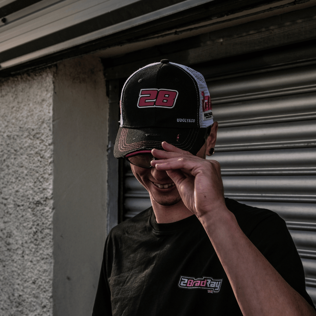 Uggly & Co Bradley Ray #28 Trucker Hat – Black with Pink & Purple