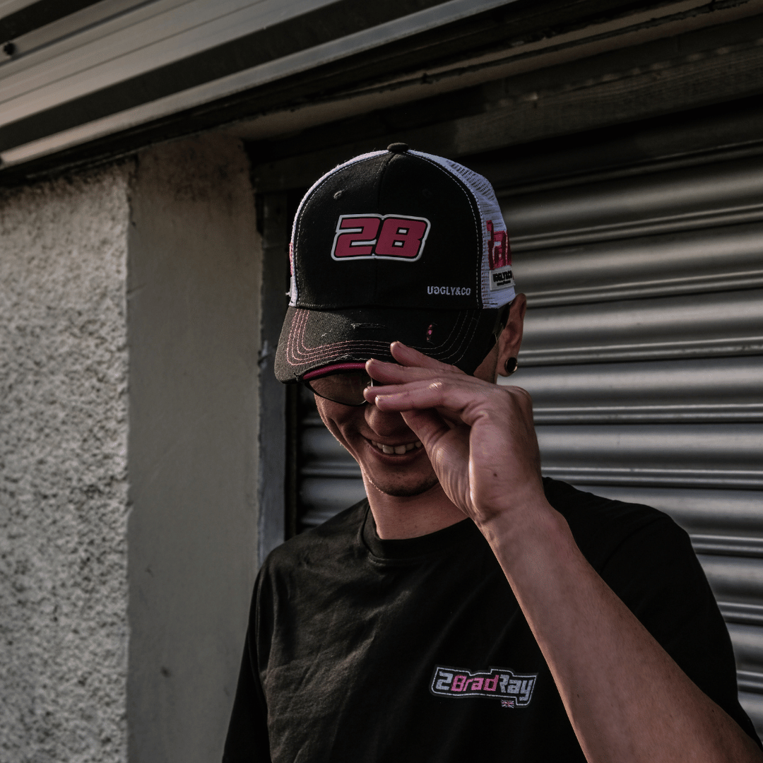 Uggly & Co Bradley Ray #28 Trucker Hat – Black with Pink & Purple