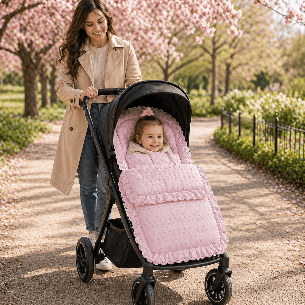 For Your Little One Universal Broderie Anglaise Padded Footmuff