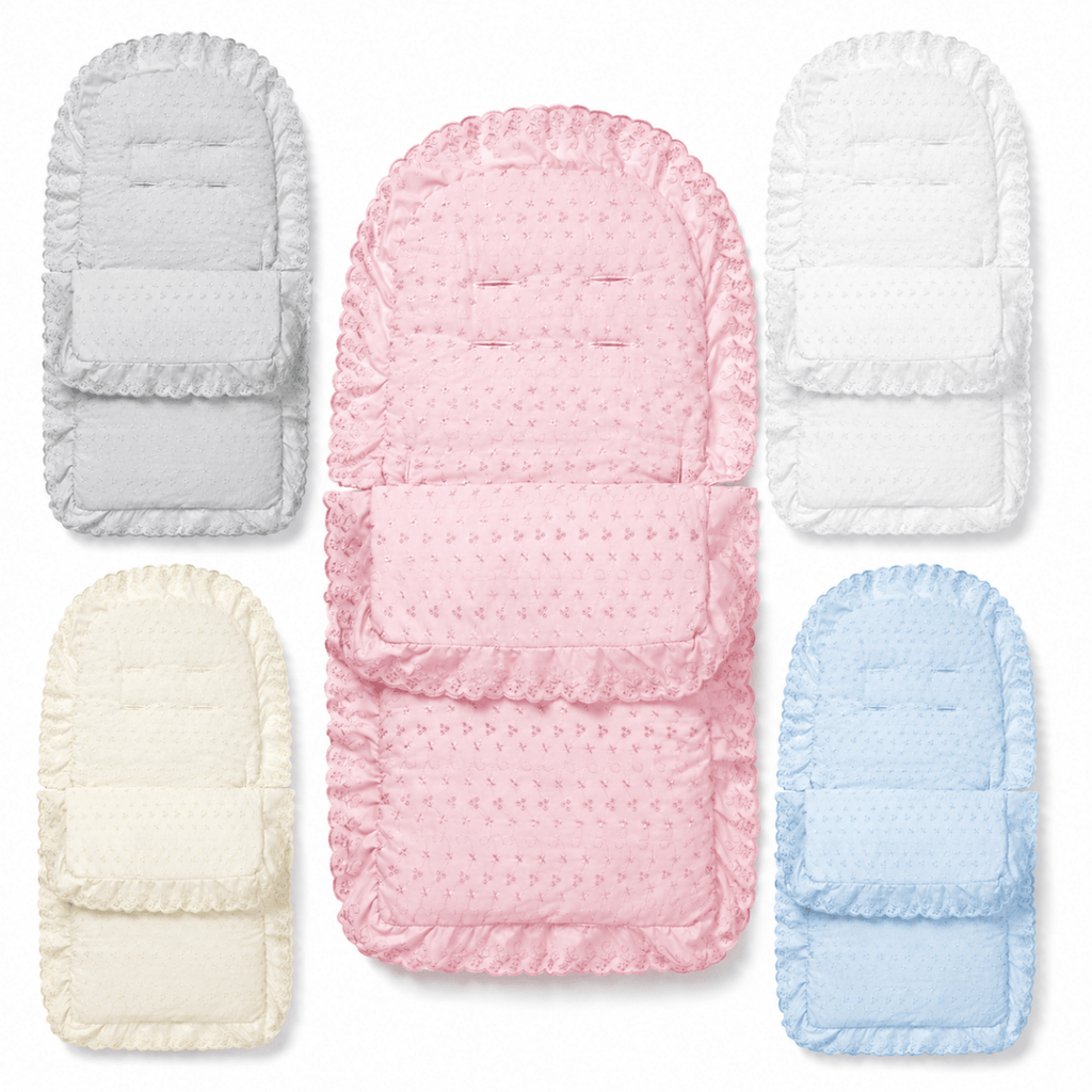 For Your Little One Universal Broderie Anglaise Padded Footmuff