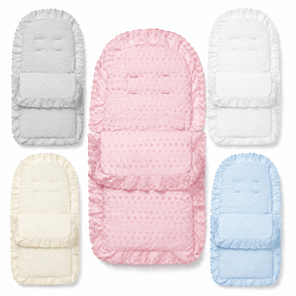 For Your Little One Universal Broderie Anglaise Padded Footmuff