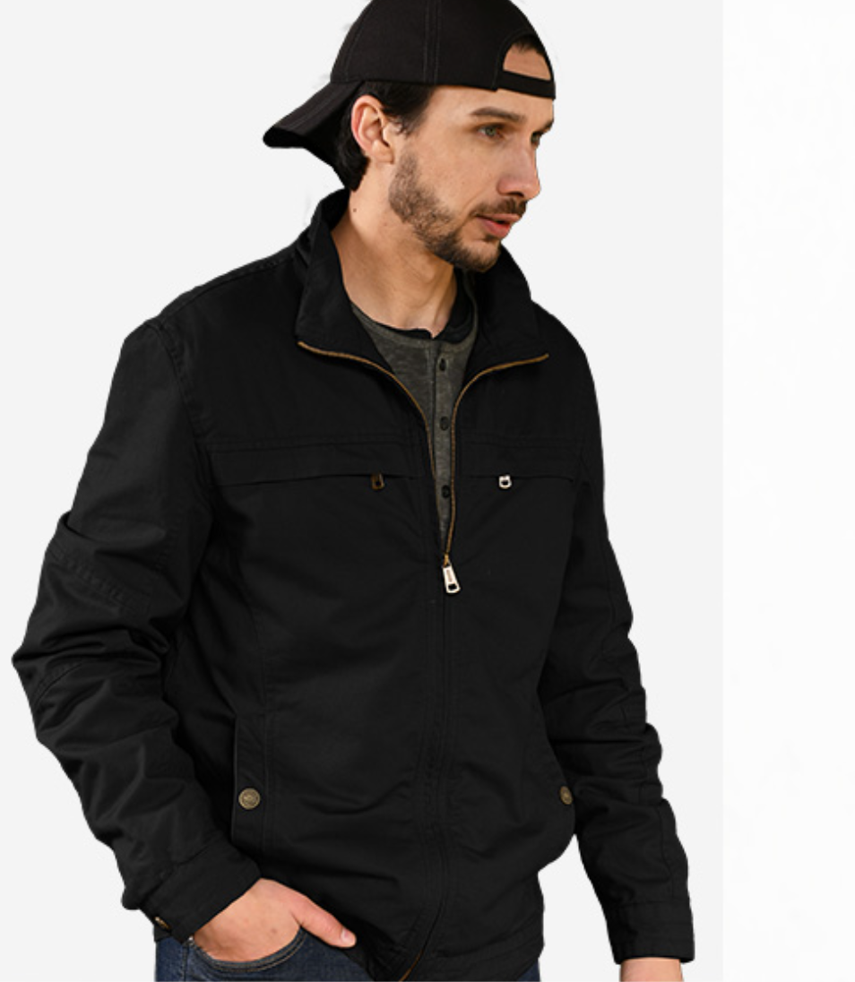 WenVen Men's Cotton Harrington Jacket – Lightweight Military Coat