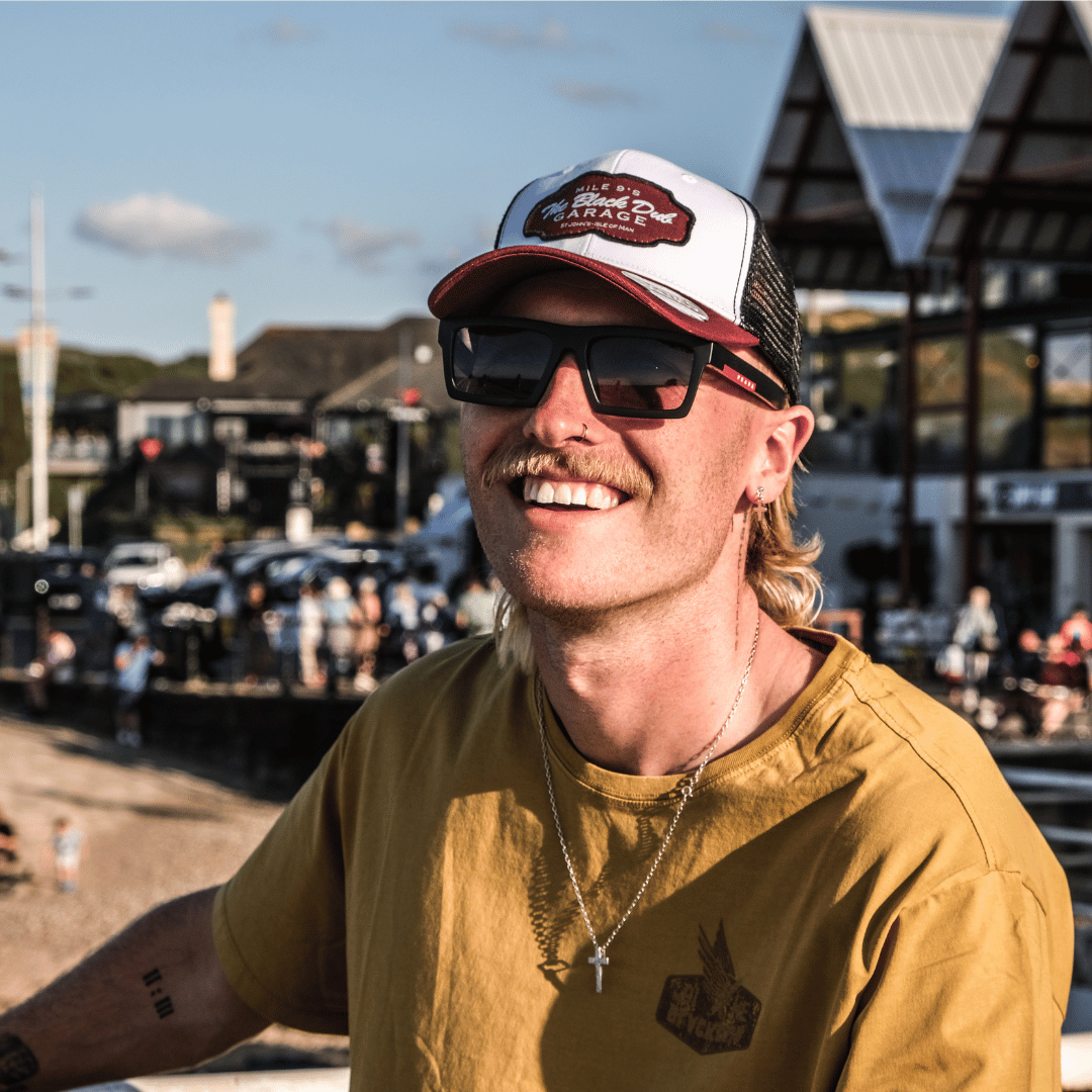 Uggly and Co Black Dub Garage Trucker Hat – Burgundy Isle of Man TT