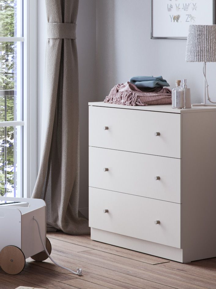 Little Acorns Burlington 2 Piece Nursery Furniture Set with Cot Bed and Dresser - Cashmere & Grey Ash