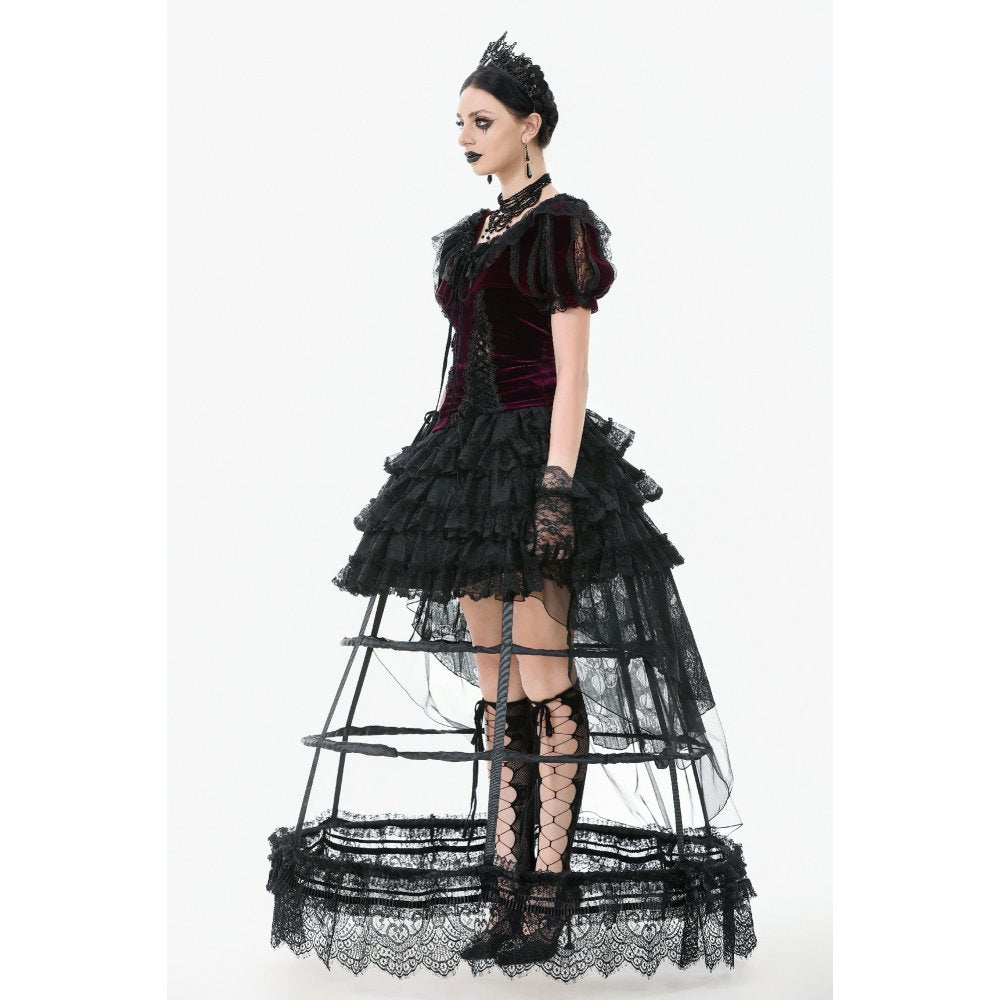 Dark in Love Isolde Velvet & Lace Puff Sleeve Bolero – Wine Red