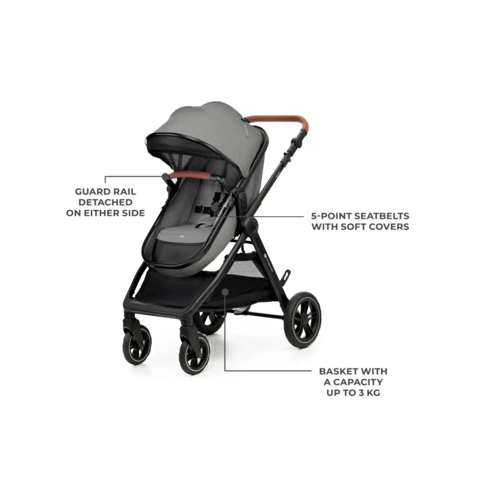 Kinderkraft Esme Pro 3-in-1 Travel System with Mink Pro Car Seat - Moonlight Grey