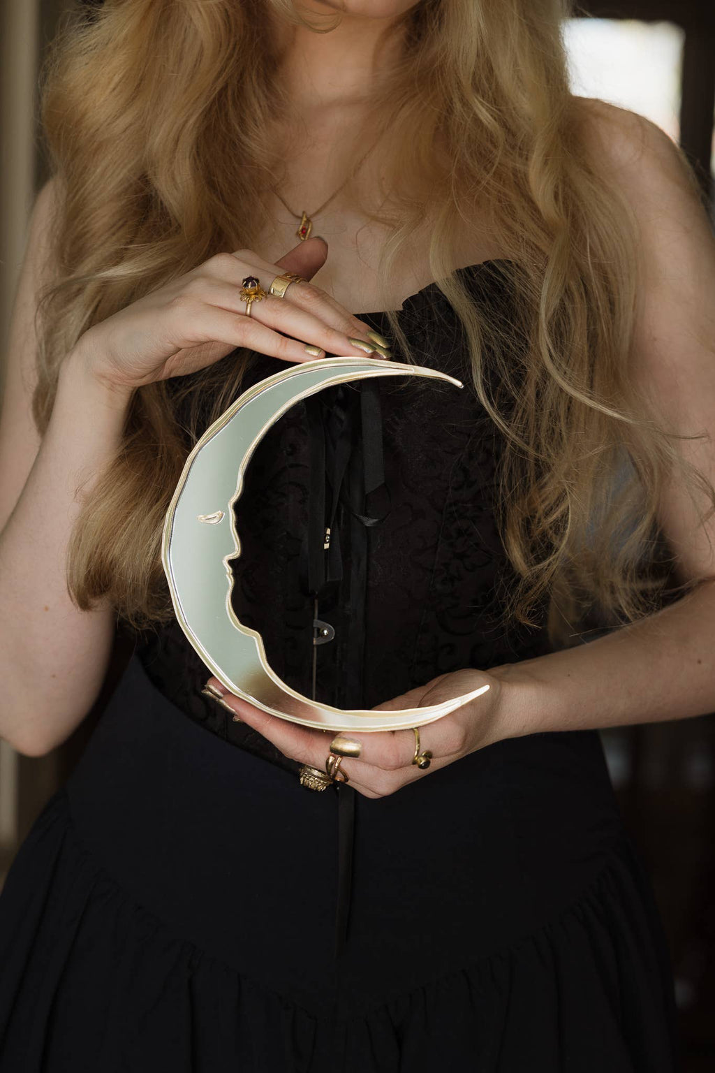 Suzanne Oddy Small Moon Wall Mirror – Gothic Acrylic Celestial Decor