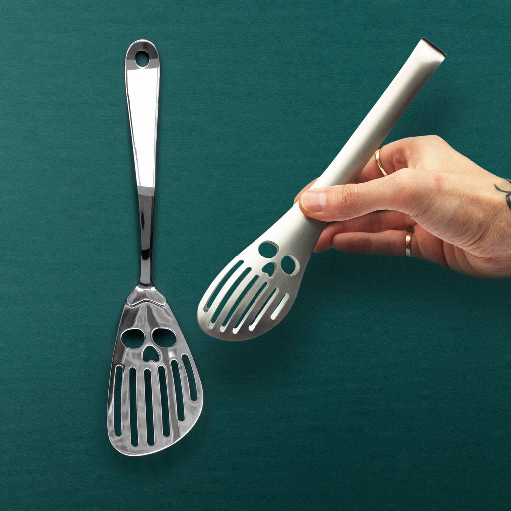 Kate's Clothing Skull Tongs – Stainless Steel Gothic Kitchen Serving Tool