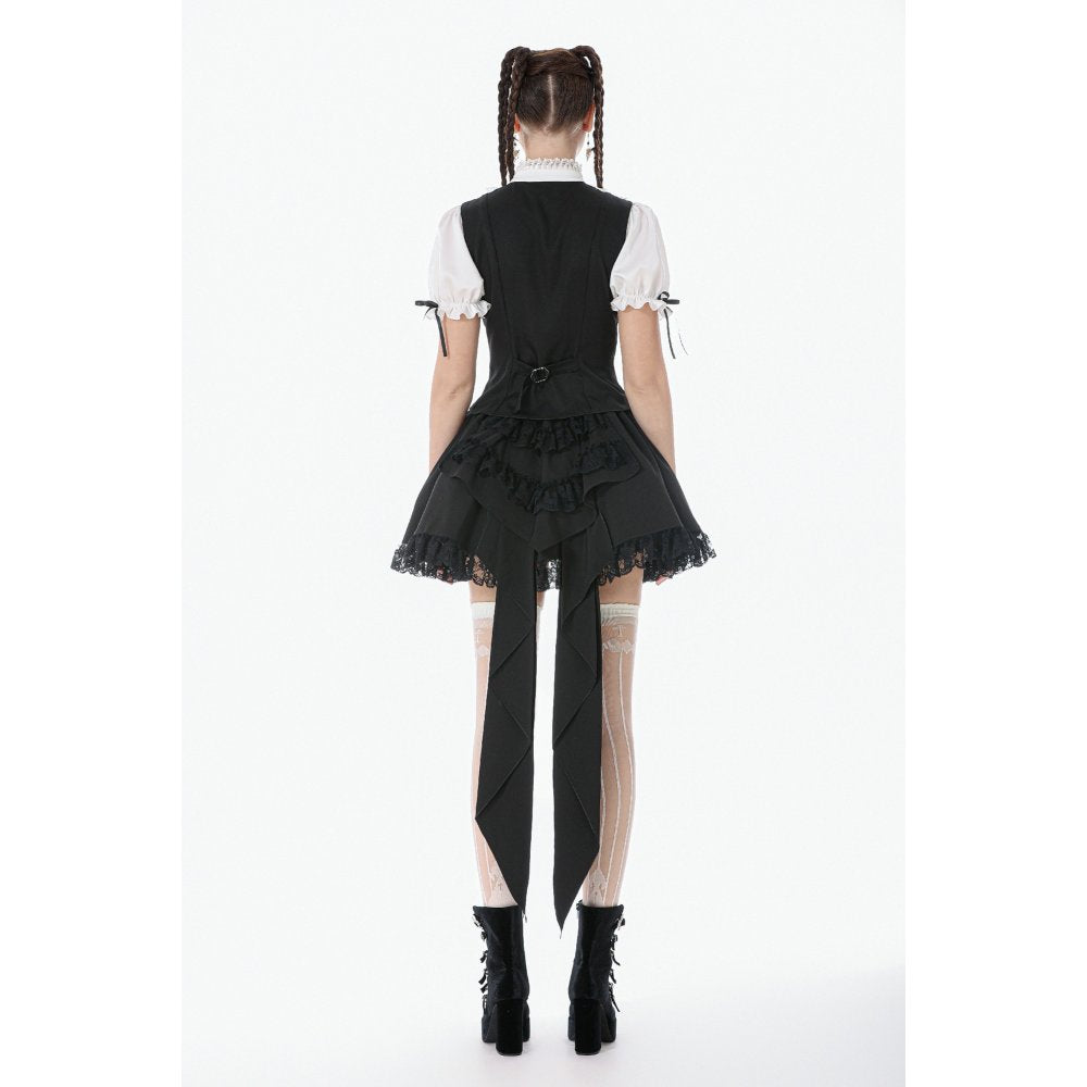 Dark in Love Court-Style Gothic Blouse | Black & White Lace Ruffle