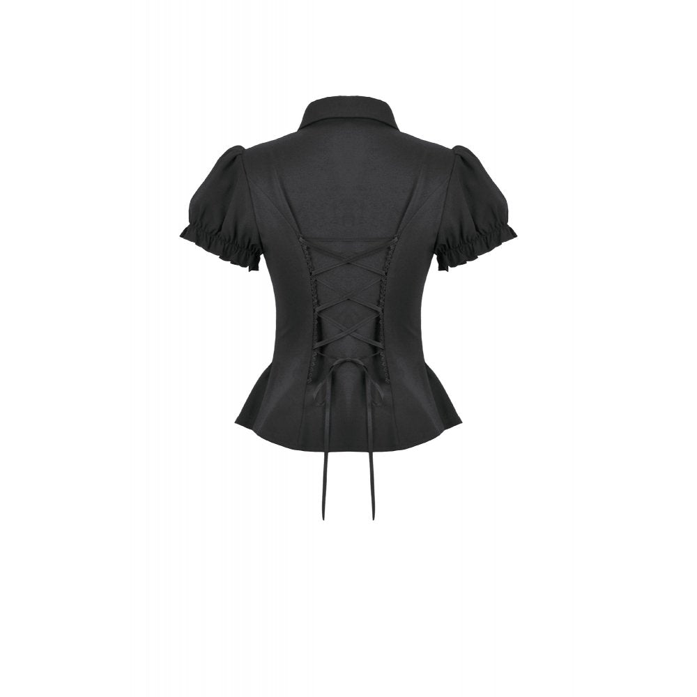 Dark in Love Gothic Lace Waist-Shaping Blouse | Black Corset Style