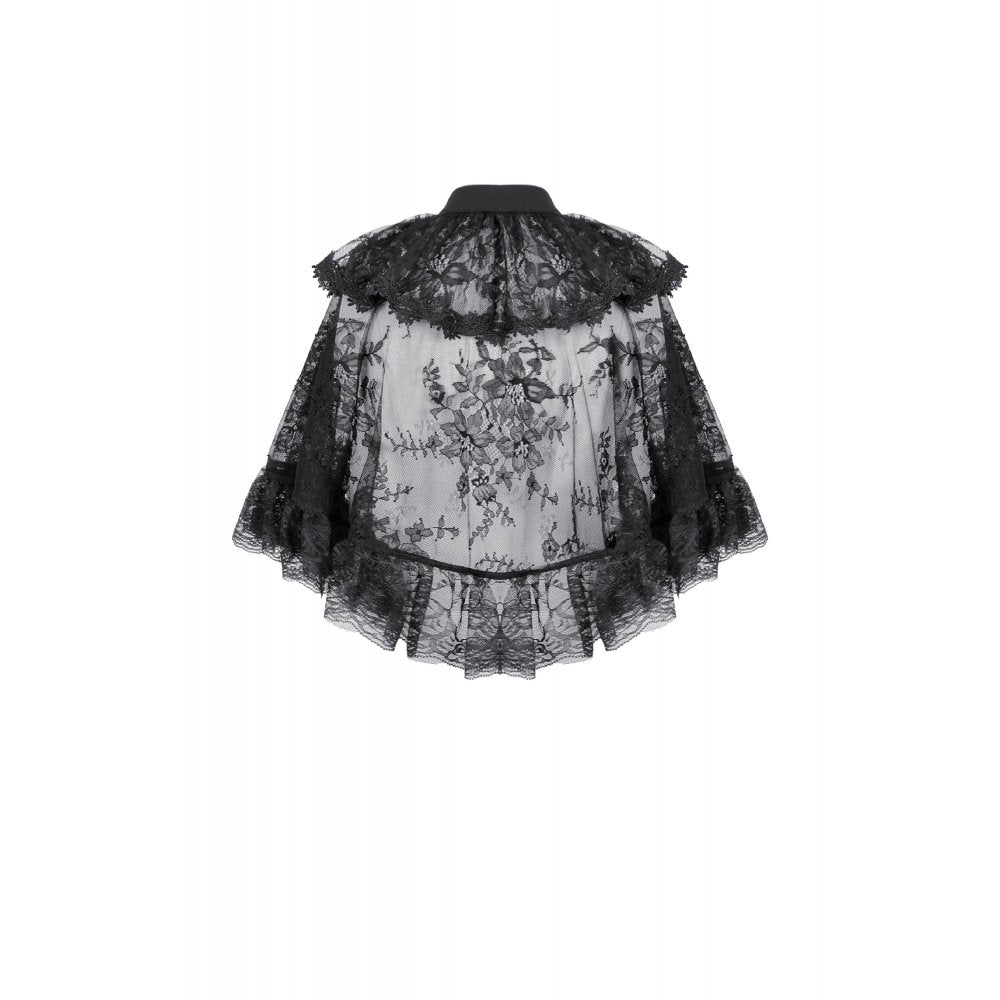 Dark in Love Bellatrix Lace Ruffle Capelet – Gothic Victorian Cape