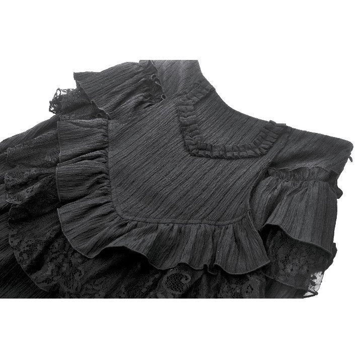 Dark in Love Cordelia Gothic High-Low Layered Skort - Black Lace