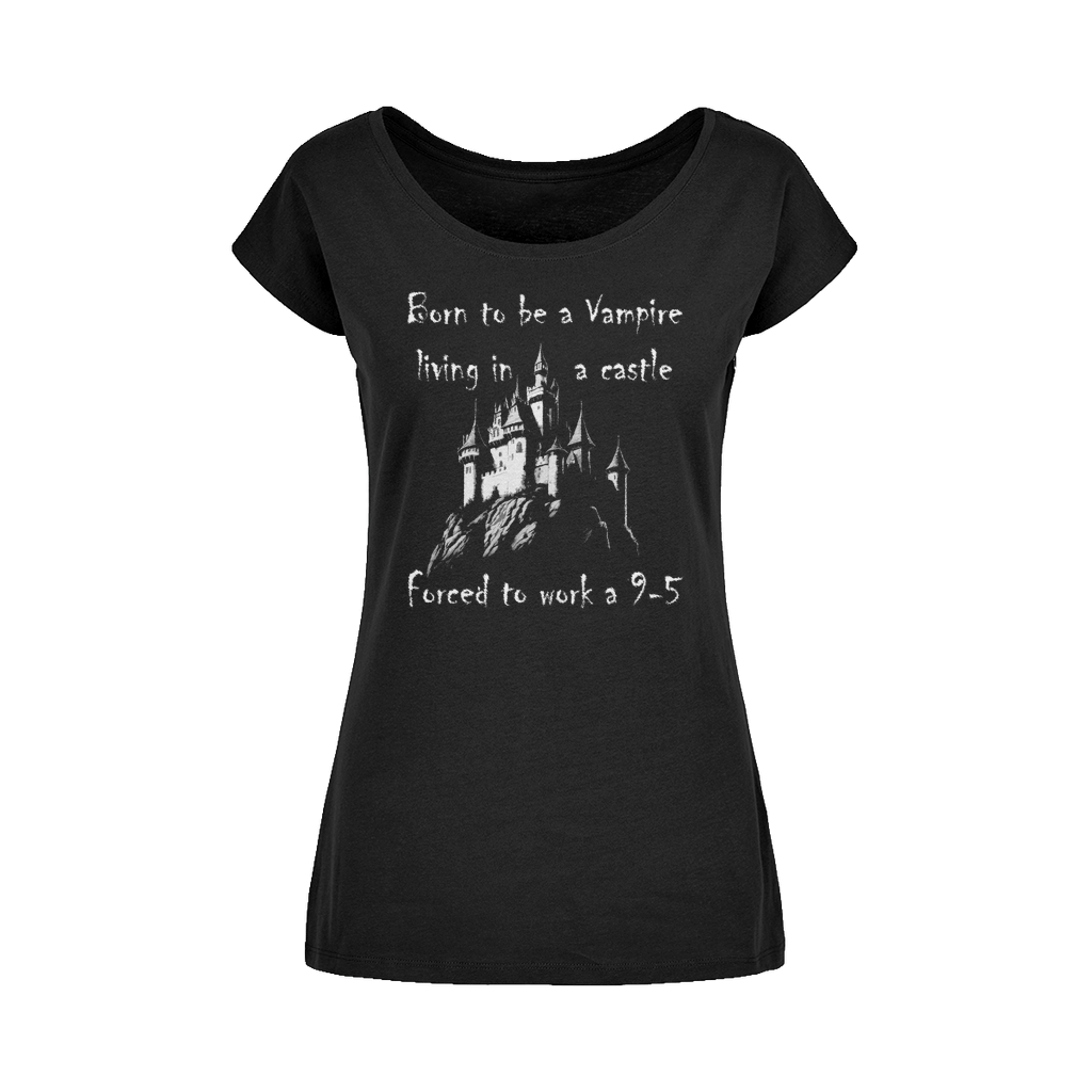Gothic Attitude Born to be a Vampire Women's Wide Neck Cotton T-Shirt