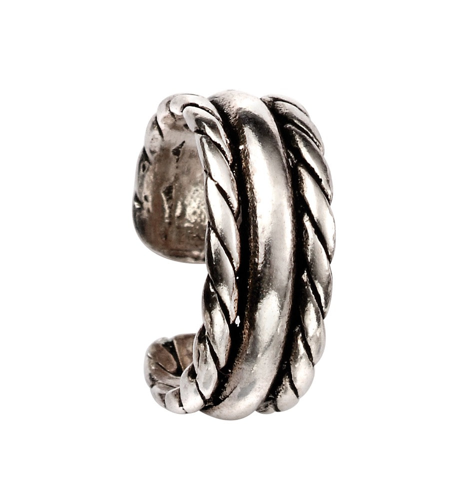 Gecko Jewellery Rope Style Ear Cuff – Three Band Silver Ear Stacker