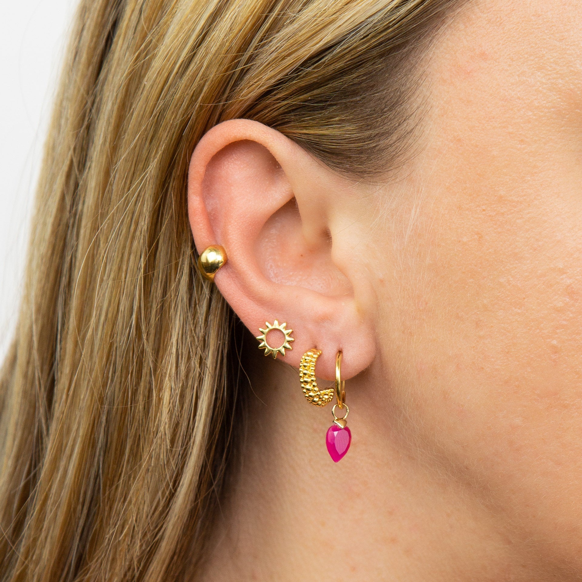 Gecko Jewellery Chalcedony Birthstone Hoop Earring Charms - Gold Plated