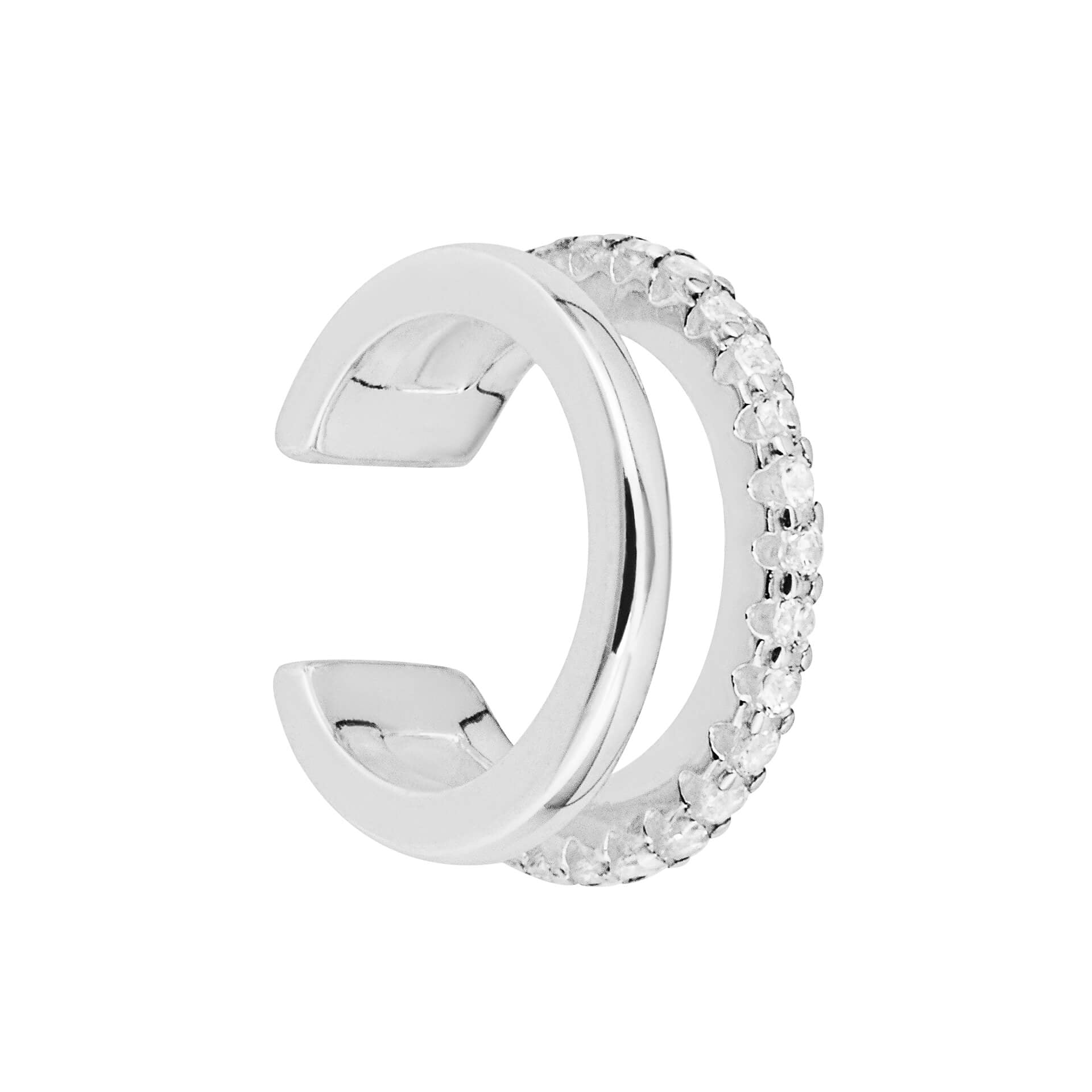 Gecko Jewellery Double Row CZ Ear Cuff in Recycled Sterling Silver