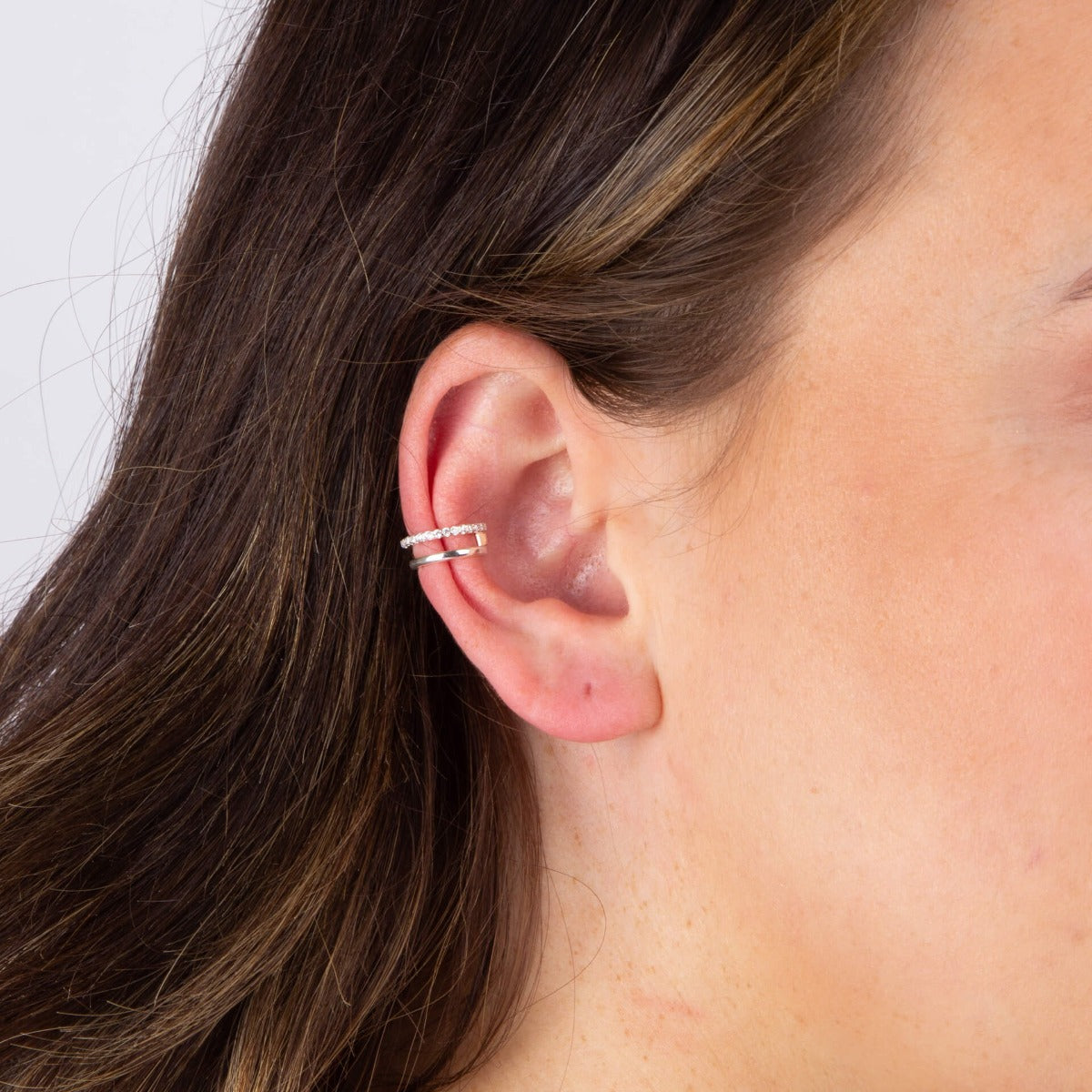 Gecko Jewellery Double Row CZ Ear Cuff in Recycled Sterling Silver
