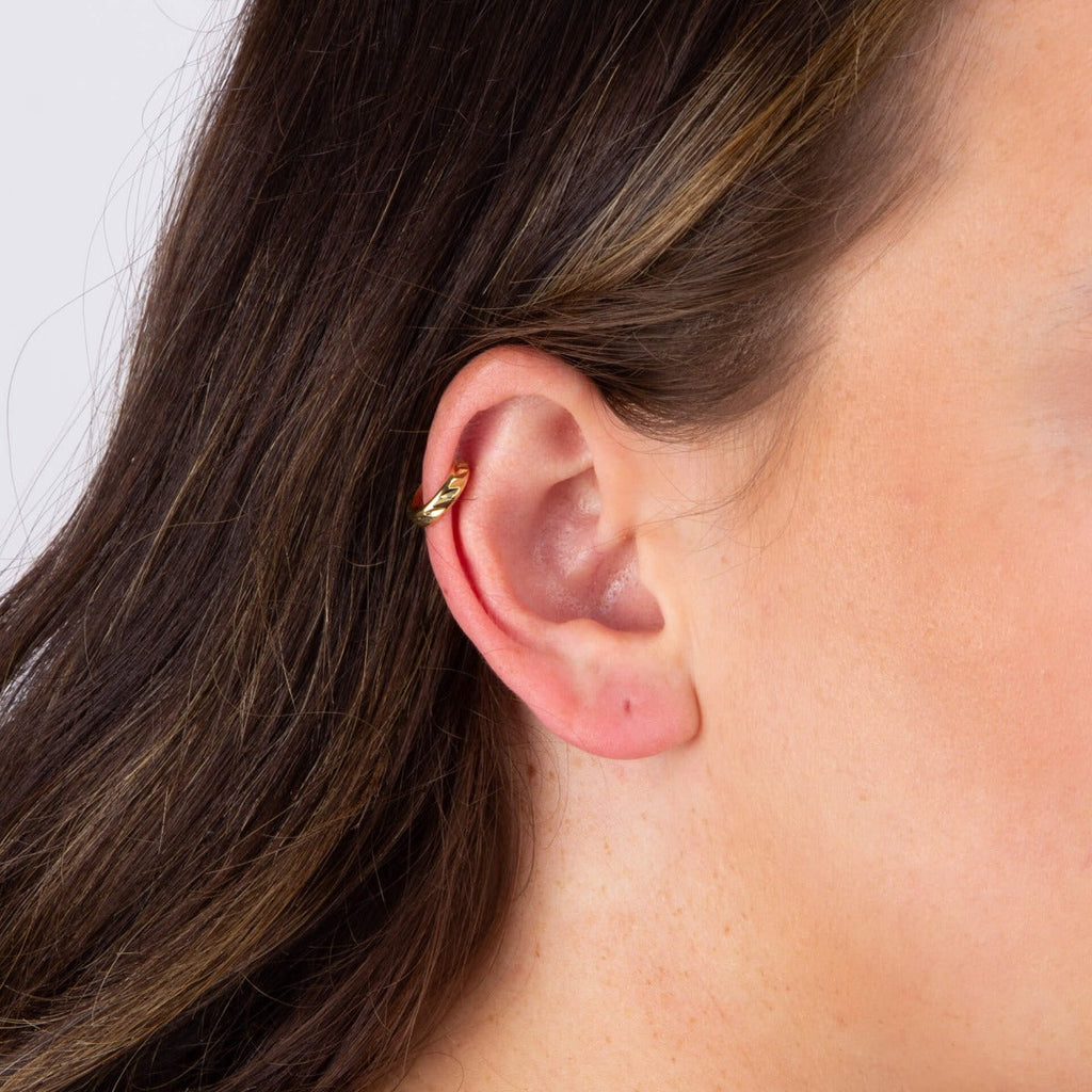 Gecko Jewellery Textured Ear Cuff – Recycled Gold Plated Silver