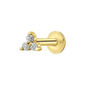 Gecko Jewellery Trilogy Labret Stud Earring | Gold Plated Silver