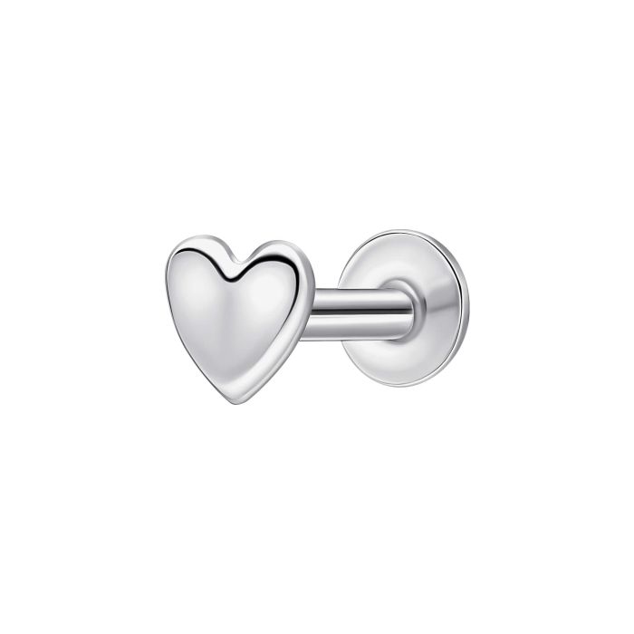 Gecko Jewellery Plain Heart Labret Stud Earring | Sterling Silver