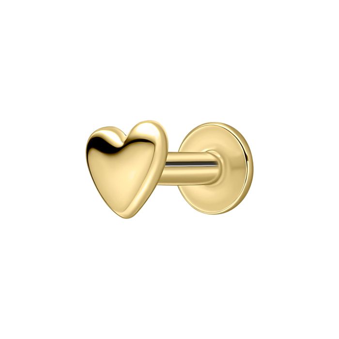 Gecko Jewellery Plain Heart Labret Stud Earring | Sterling Silver