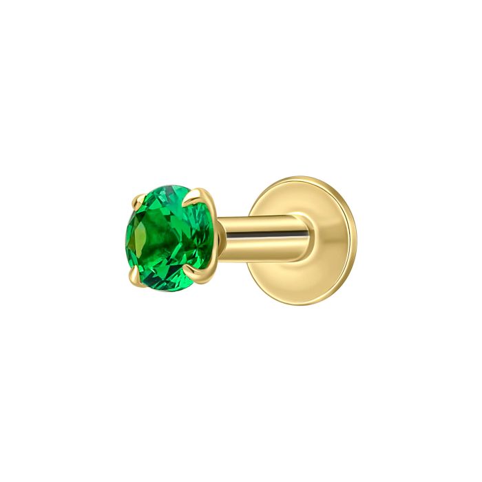 Gecko Jewellery Green Crystal Labret Stud Earring | Recycled Silver