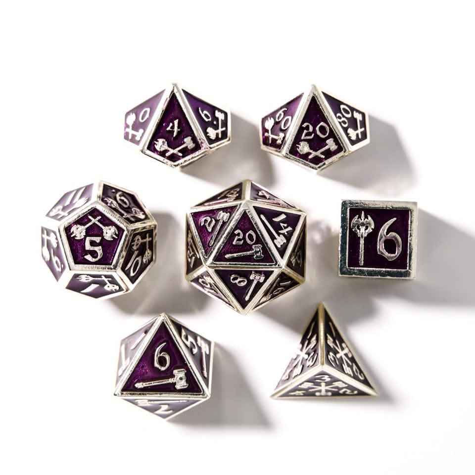 Warrior's Amulet | Solid Metal Dice | 7 Piece Set