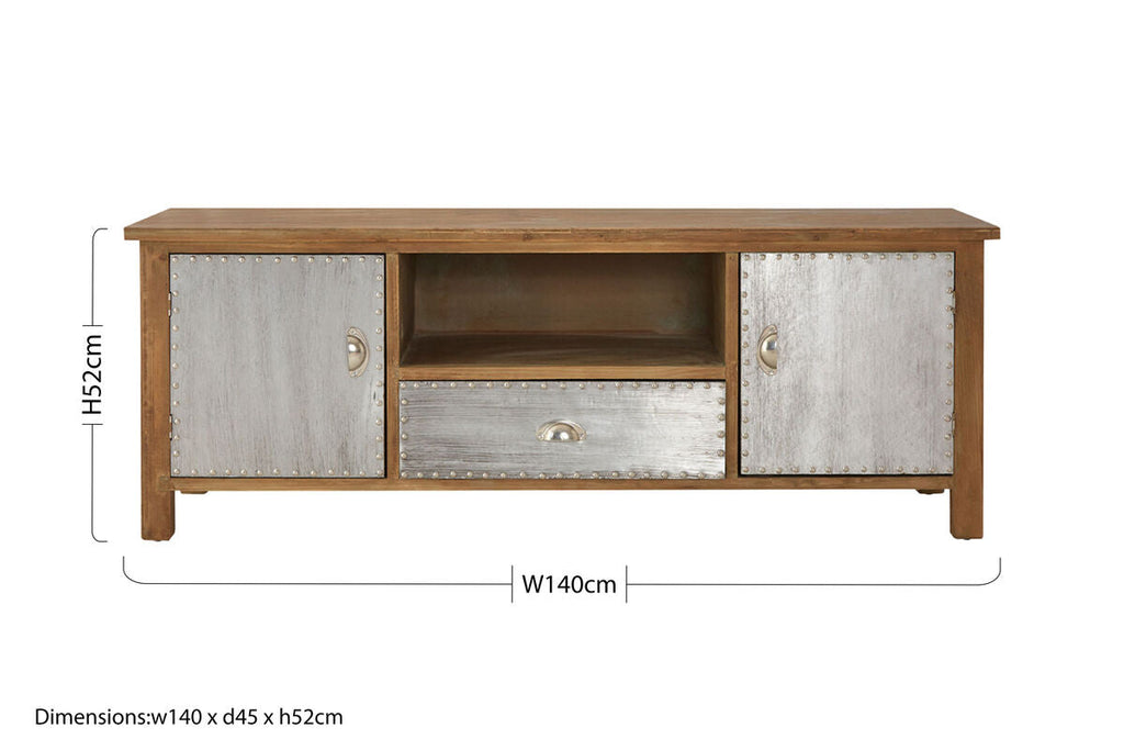 Orsina Shoreditch Industrial TV Stand – Silver and Brown Media Unit