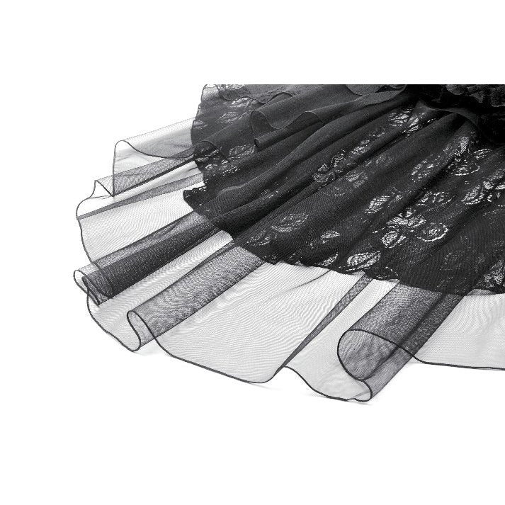 Dark in Love Belladonna Black Tiered Lace High-Low Goth Skirt