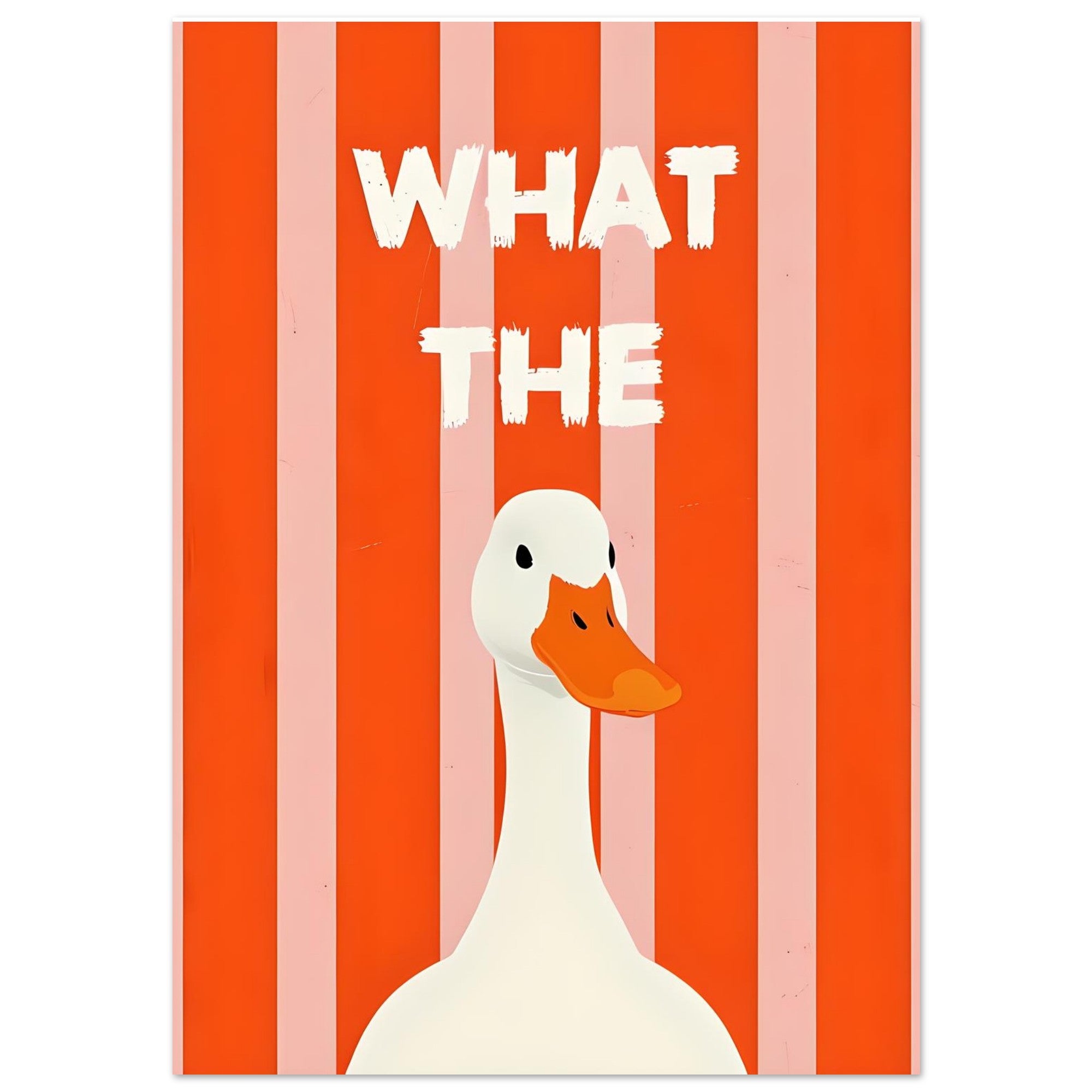 What The Duck: Funny Minimalist Animal Poster - Bold Stripes & Whimsical Design