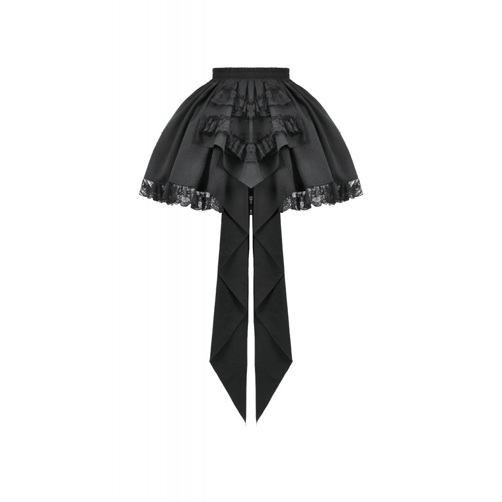 Dark In Love Beatrix Black Satin Ruffled Lace Goth Overskirt