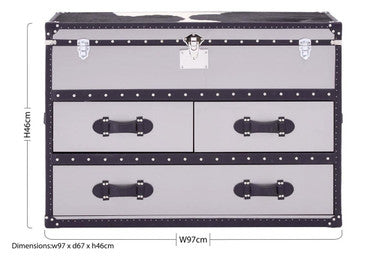 Orsina Black and White Cowhide Coffee Table with 3 Storage Drawers